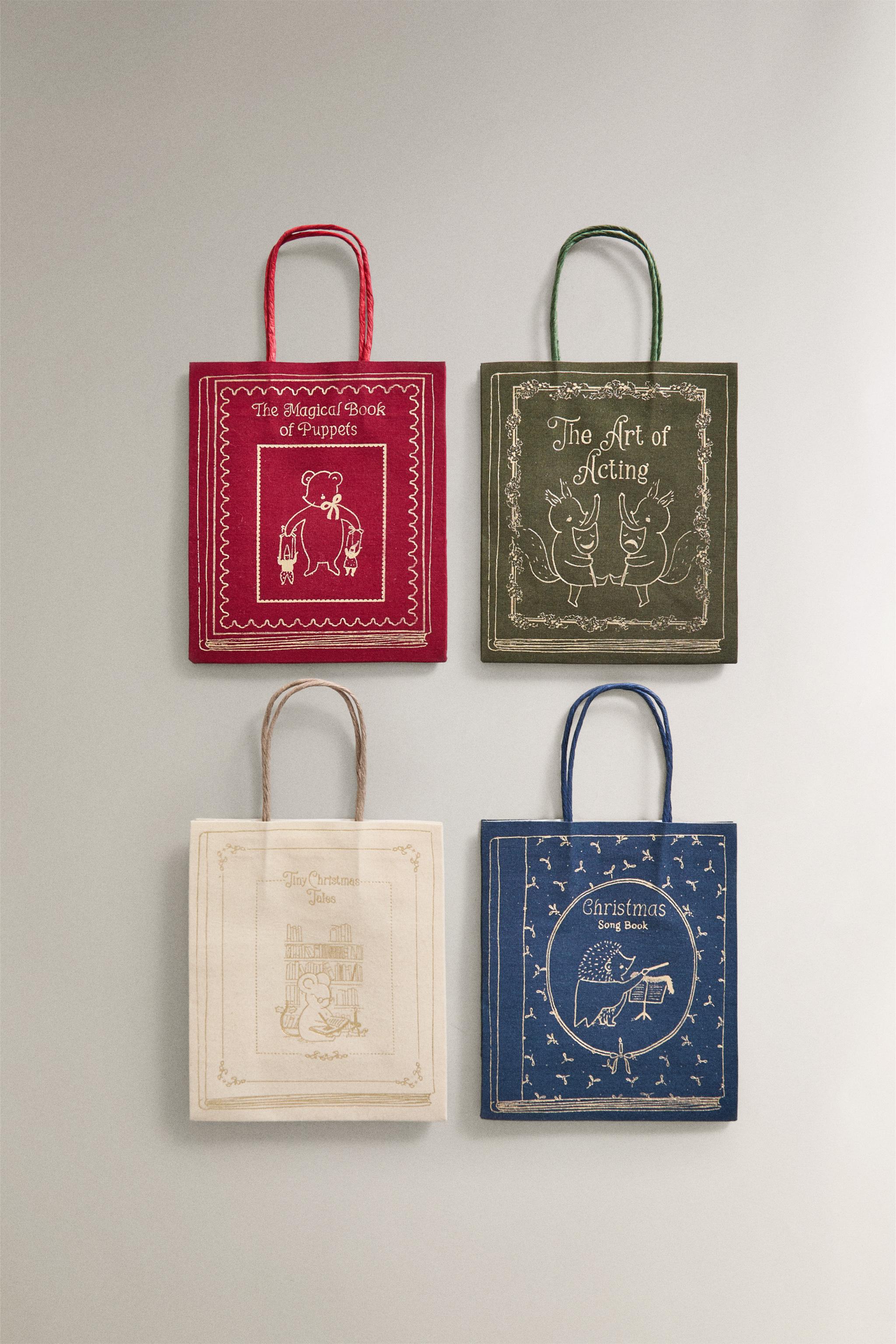 SET OF SMALL CHRISTMAS BOOK BAGS (SET OF 4)